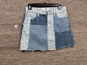 Hollister Color Block Patchwork Jean Skirt Juniors Size 3/26